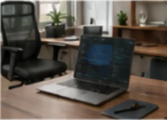 Business laptop used at an office desk
