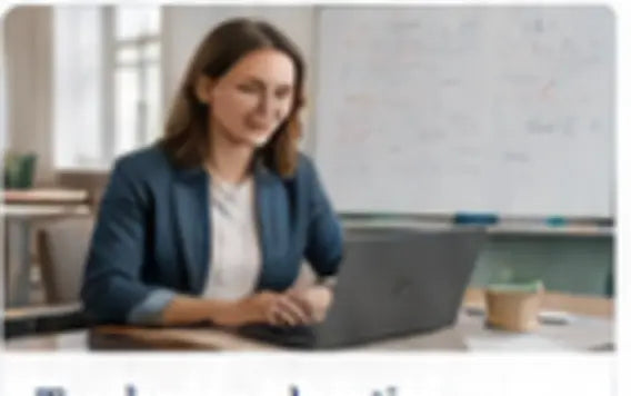 Teacher working on a business laptop