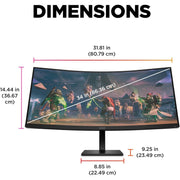 HP OMEN 34c 34" 165hz WQHD (3440 x 1440) Curved Ultra-Wide Gaming Monitor (Refurbished - Excellent)