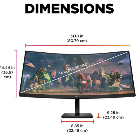 HP OMEN 34c 34" 165hz WQHD (3440 x 1440) Curved Ultra-Wide Gaming Monitor (Refurbished - Excellent)