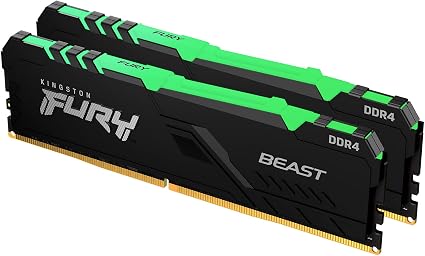 Kingston FURY Beast RGB 16GB (2x8GB) DDR4-3200 CL16 Memory – KF432C16BBAK2/16 (Renewed Excellent)