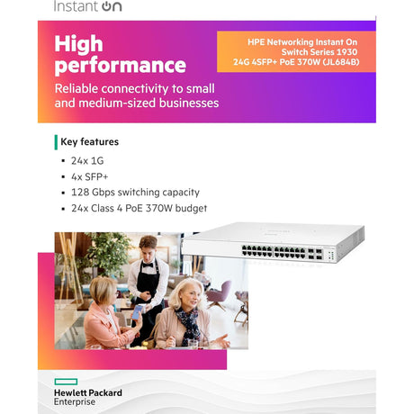 HPE Networking Instant On Switch Series 1930 24-Port GbE Switch with PoE (Refurbished)