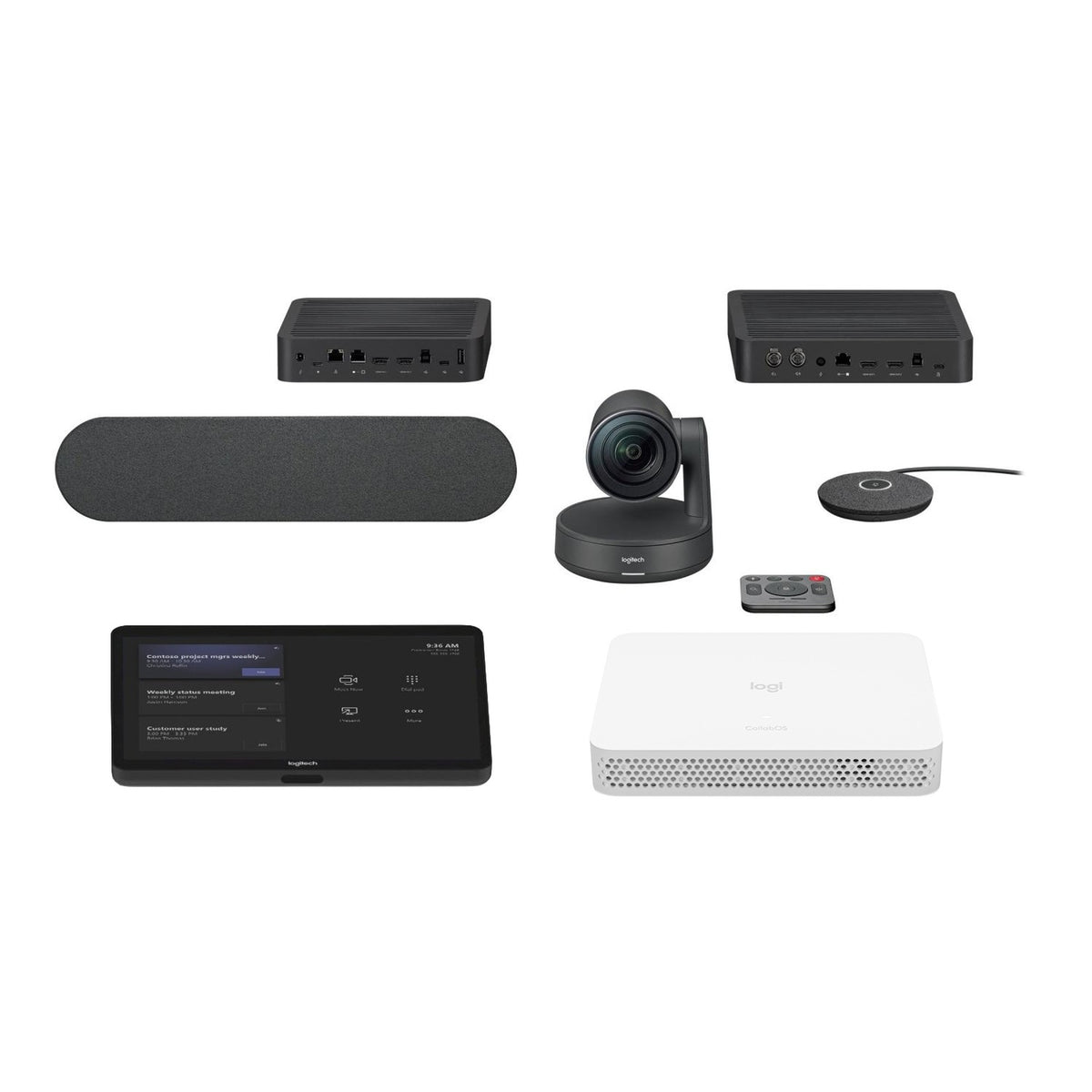 Logitech Medium Room Solution for Teams & Zoom - Rally PTZ, Camera, RoomMate, Tap Controller, Speaker & Mic Pod & Accessories (Refurbished)