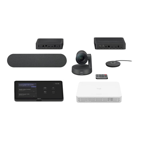 Logitech Medium Room Solution for Teams & Zoom - Rally PTZ, Camera, RoomMate, Tap Controller, Speaker & Mic Pod & Accessories (Refurbished)