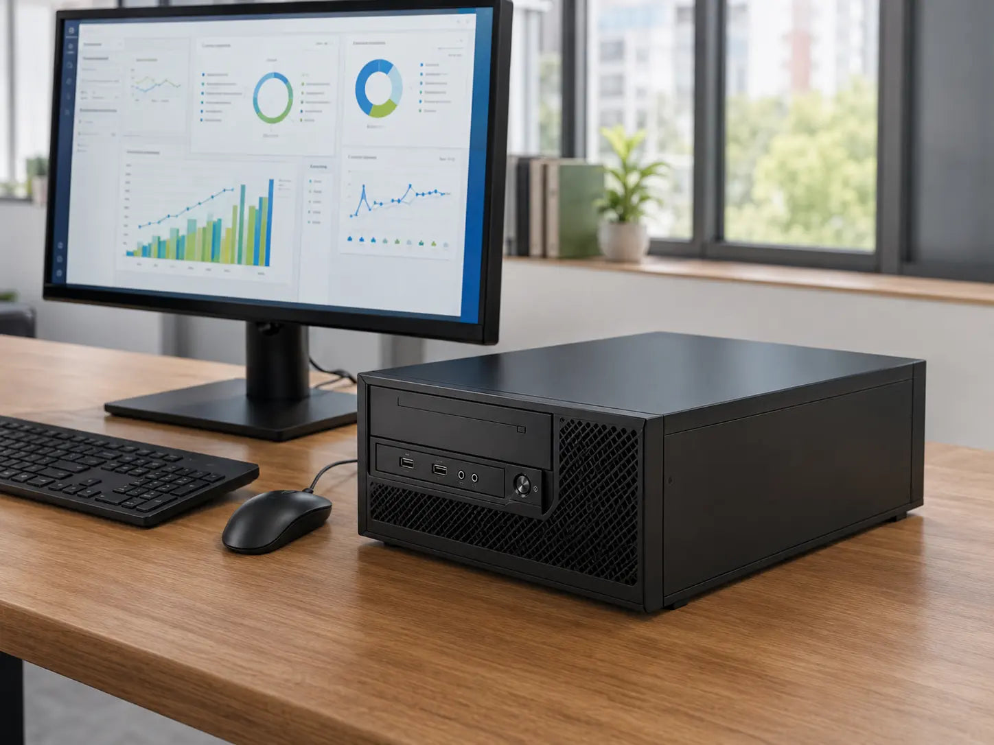Standard desktop computer on a business desk