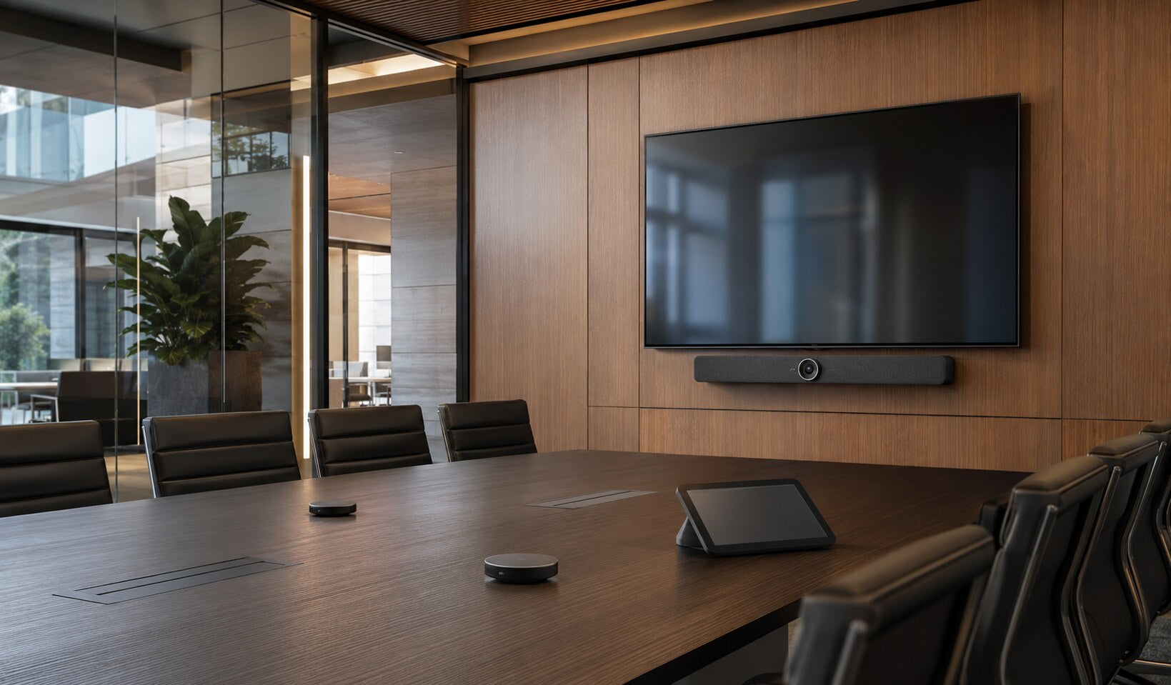 Professional meeting room with conferencing technology